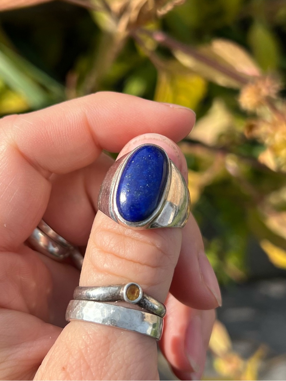 Vtg Sterling Blue Lapis Lazuli Ring